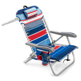 Homevative Cooler+ Folding Backpack Beach Chair with 5 Positions, Towel bar, XL Cooler Pouch, Storage Net, Cup and Phone