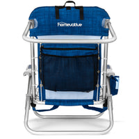 Homevative Cooler+ Folding Backpack Beach Chair with 5 Positions, Towel bar, XL Cooler Pouch, Storage Net, Cup and Phone